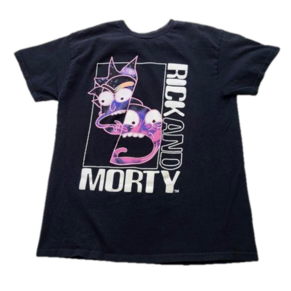 Rick and Morty Graphic Print Crew Neck Black Tee Shirt Size M - Picture 1 of 6